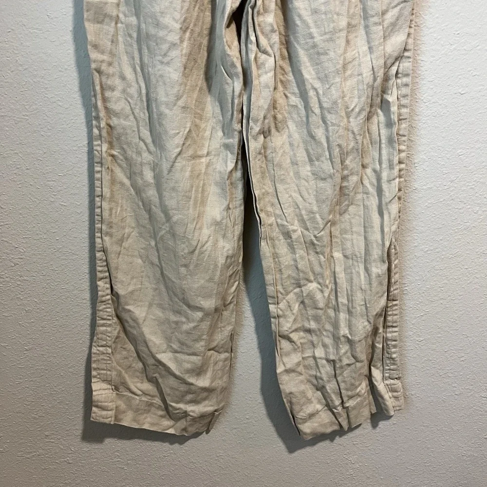 Quince European Linen Wide Leg Pants Women's Size M Driftwood Beige Drawstring